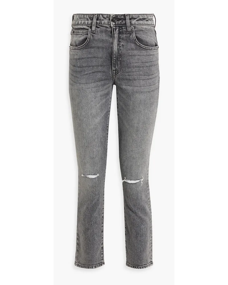 SLVRLAKE Loulou halbhohe Cropped Jeans mit schmalem Bein inDistressed-Optik Grau