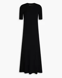 Maje Cutout ribbed-knit midi dress Schwarz