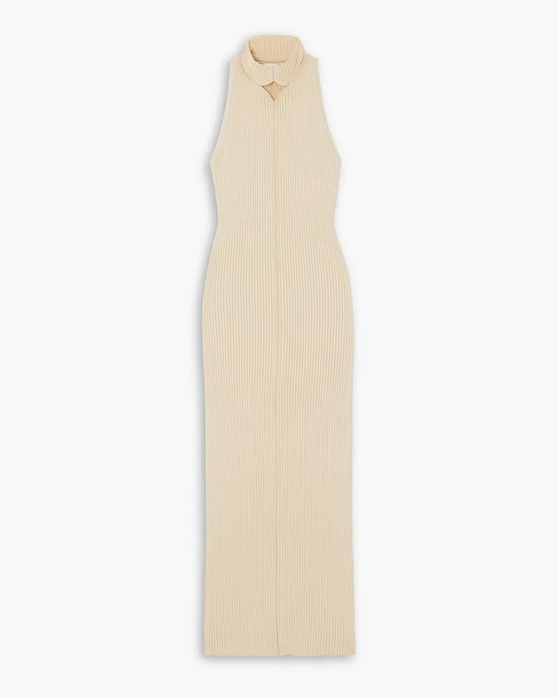 Courrèges Maxikleid aus Rippstrick mit Cut-out Neutral