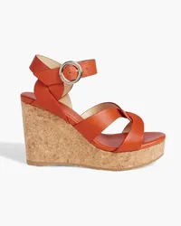 Jimmy Choo Aleili 100 Wedges aus Leder Orange