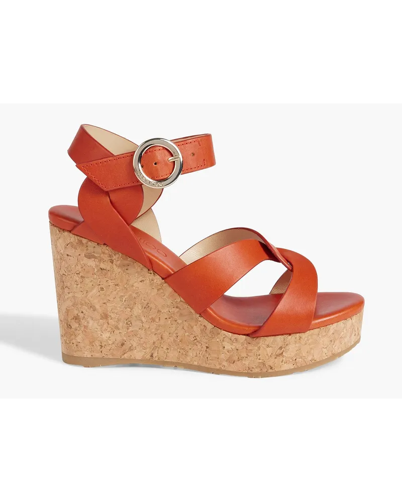 Jimmy Choo Aleili 100 Wedges aus Leder Orange