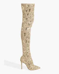 Gianvito Rossi Overknees aus Stretch-Tüll mit Pailletten Metallic