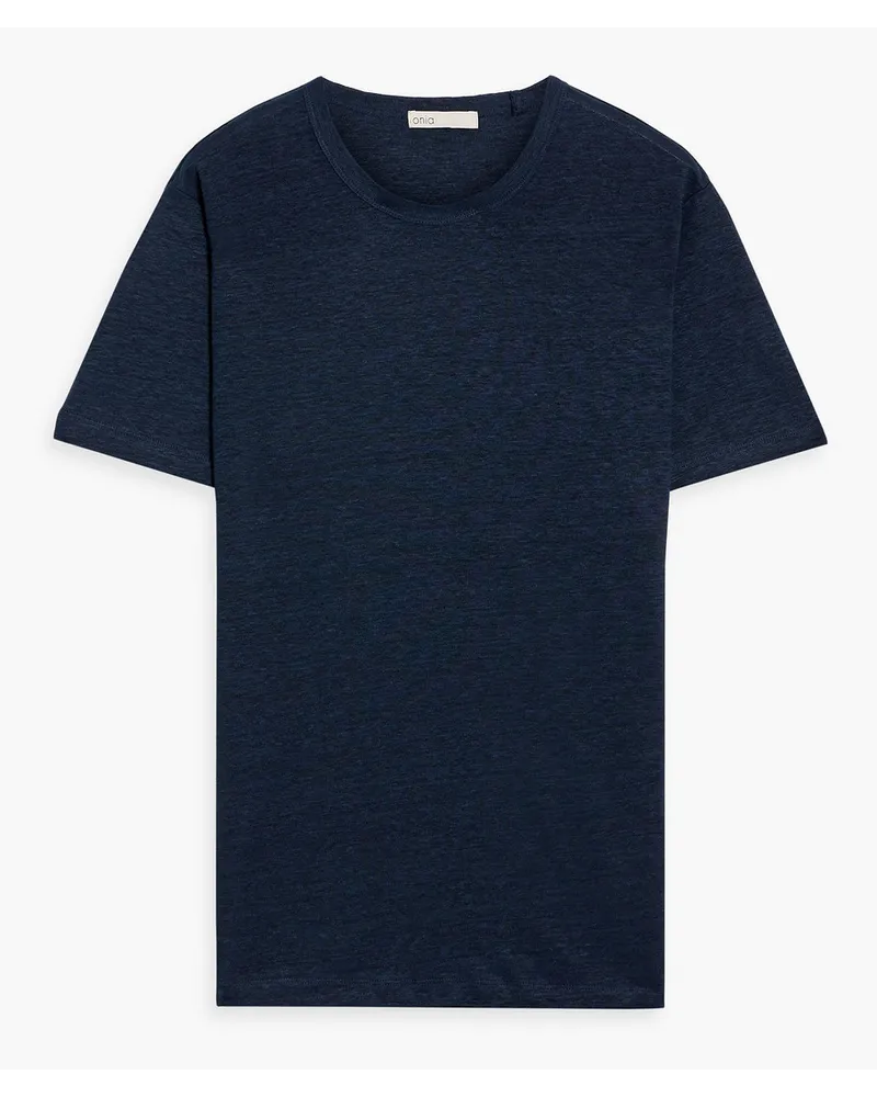 Onia Chad T-Shirt aus Leinen-Jersey Blau