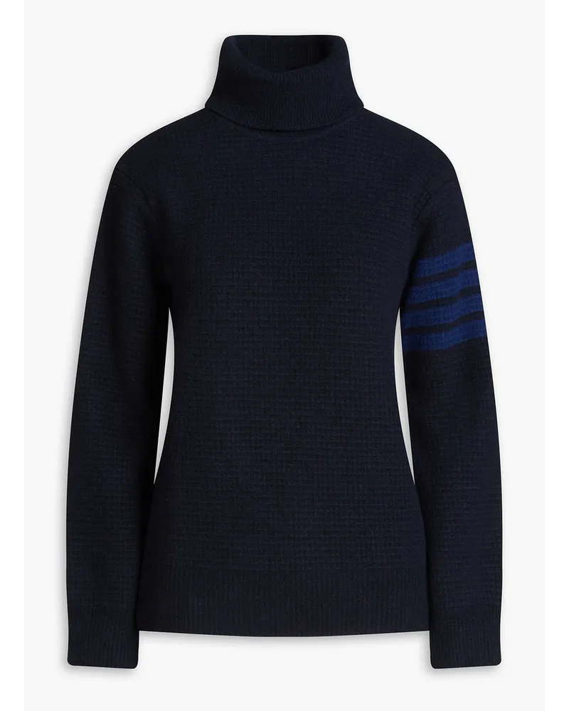 Thom Browne Rollkragenpullover aus einer Woll-Kaschmirmischung inWaffelstrick Blau