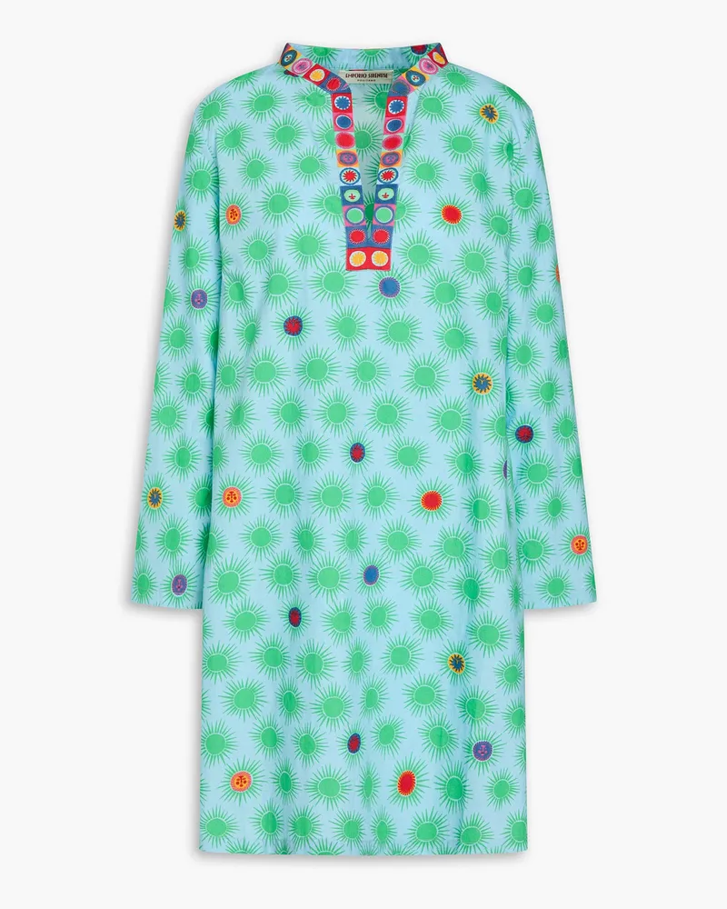 Emporio Sirenuse Sarah Smile Kaftan aus bedrucktem Baumwoll-Voile Blau