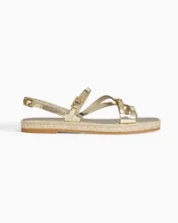 TOD'S Espadrilles-Slingback-Sandalen aus verspiegeltem Leder Metallic