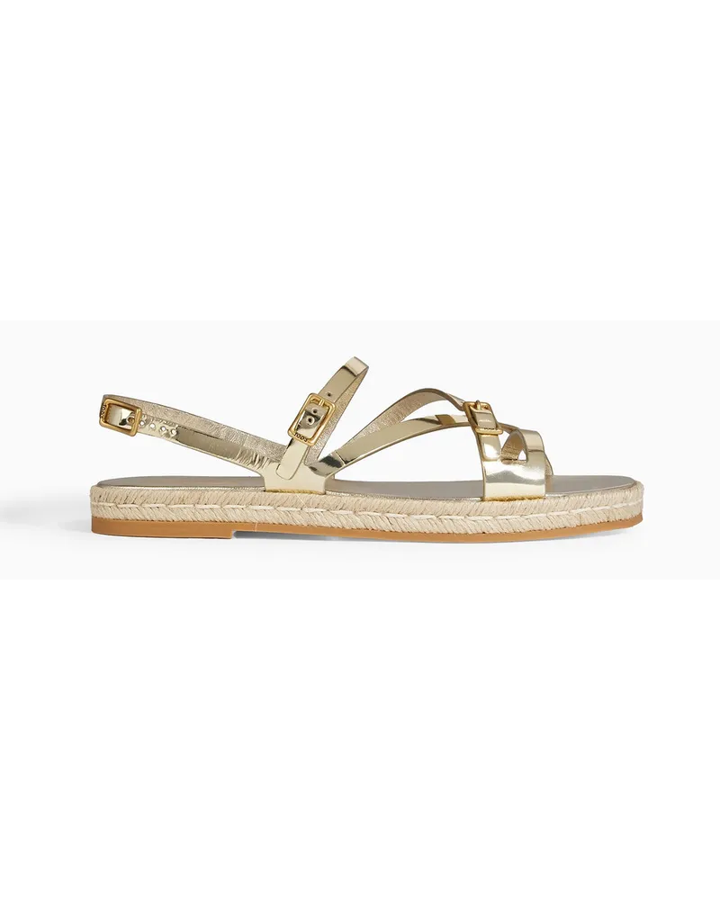 TOD'S Espadrilles-Slingback-Sandalen aus verspiegeltem Leder Metallic