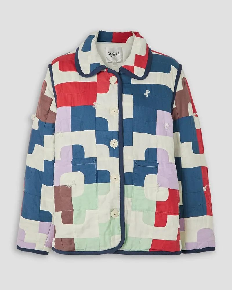 Sea Cari patchwork padded cotton jacket Weiß