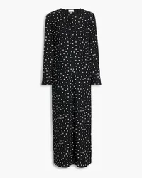 Ganni Midikleid aus Crêpe mit Polka-Dots Schwarz