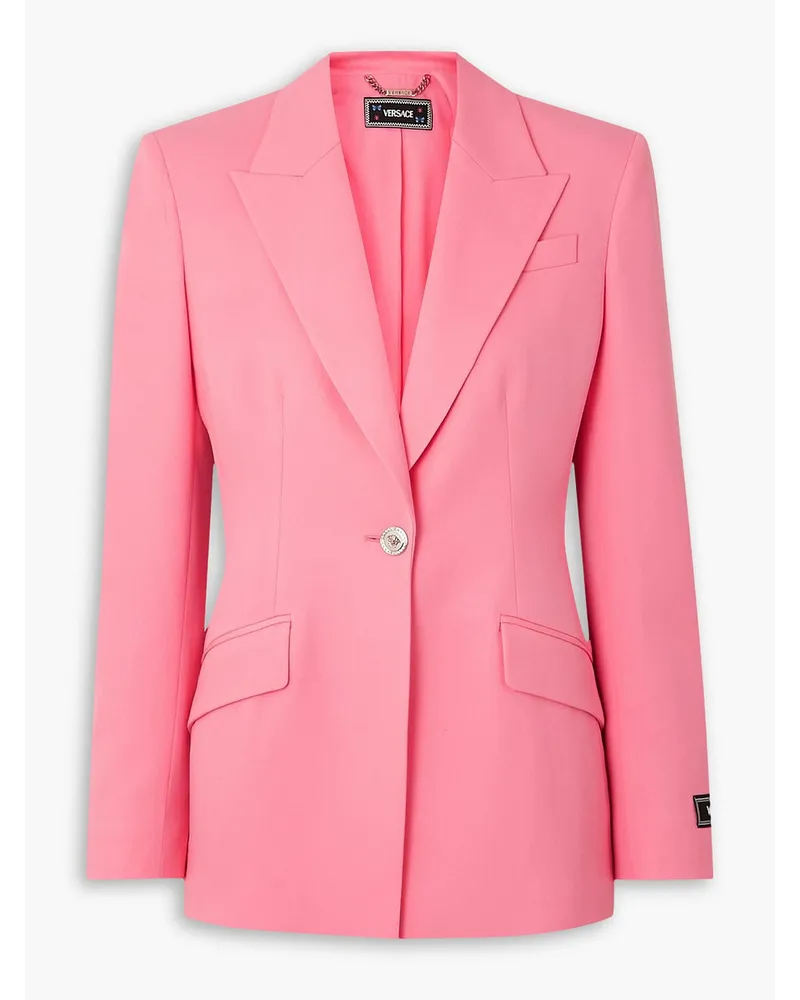 Versace Blazer aus Woll-Twill mit Applikation Pink