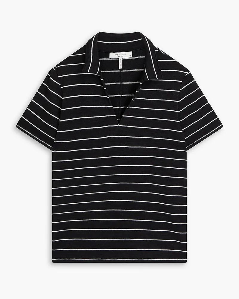 Rag & Bone Poloshirt aus Jersey mit Streifen Schwarz