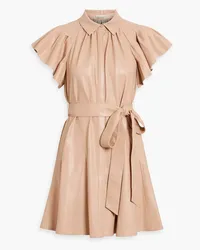 Alice + Olivia Alice OliviaGerafftes Hemdkleid inMinilänge aus Kunstleder Neutral