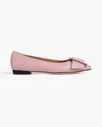 Sergio Rossi Flache Schuhe mit spitzer Kappe aus Leder mit Schnalle Pink