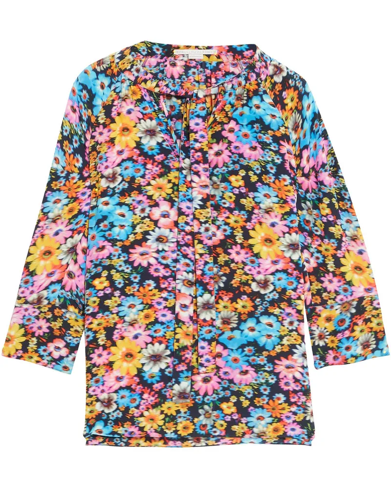 Stella McCartney Bluse aus Crêpe de Chine aus Seide mit floralem Print Pink