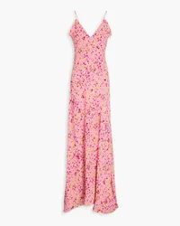 ROTATE Birger Christensen Slip Dress inMaxilänge aus Jacquard mit Blumenprint Pink