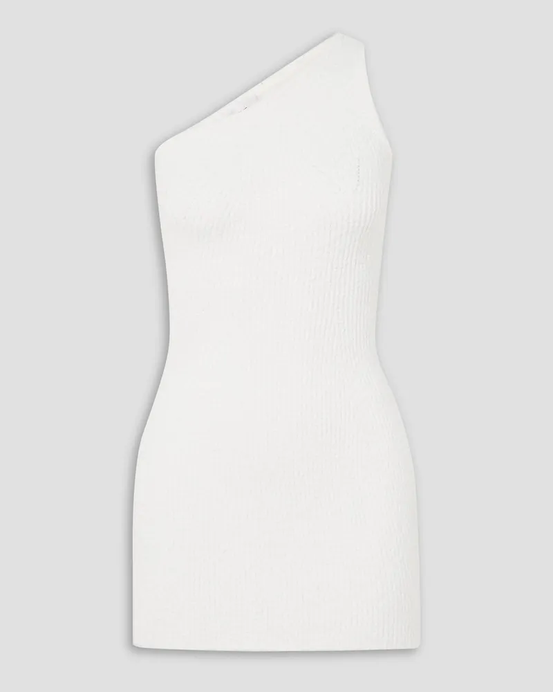 WARDROBE.NYC Hailey Bieber asymmetrisches Minikleid aus einer gerippten Baumwollmischung Weiß