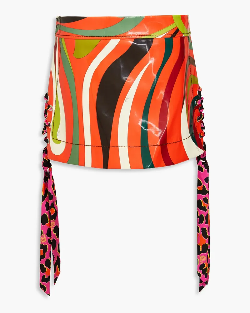 Emilio Pucci Minirock aus Kunstleder mit Print Orange