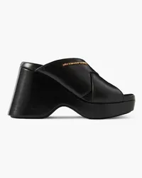 Alexander Wang Float Plateau-Mules aus Craquelé-Leder mit Verzierung Schwarz