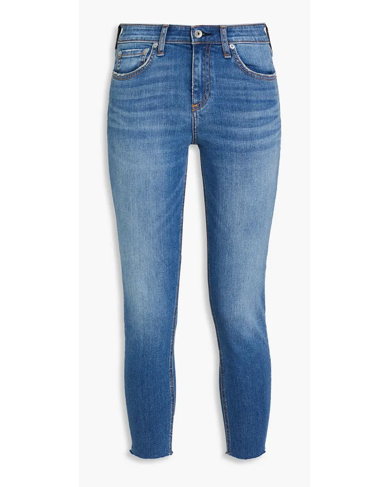 Rag & Bone Cate halbhohe Cropped Skinny Jeans inDistressed-Optik Blau