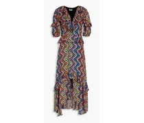 Adele bedrucktes Kleid aus Crêpe de Chine mit Rüschen