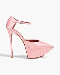 Amina Muaddi Plateau-Pumps aus Satin Pink