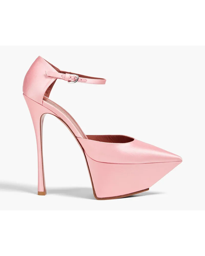 Amina Muaddi Plateau-Pumps aus Satin Pink