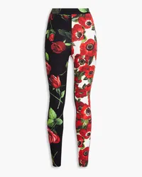 Dolce & Gabbana Cropped Leggings aus Stretch-Jersey mit floralem Print Rot