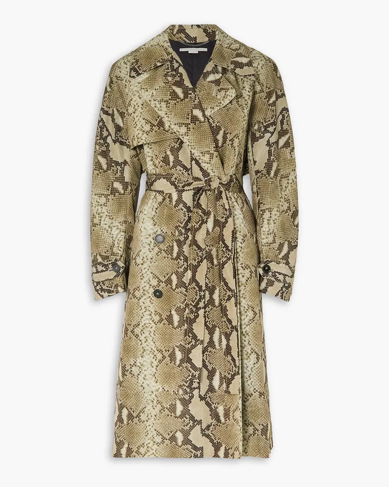 Stella McCartney Doppelreihiger Trenchcoat aus Shell mit Schlangenprint Animal-print