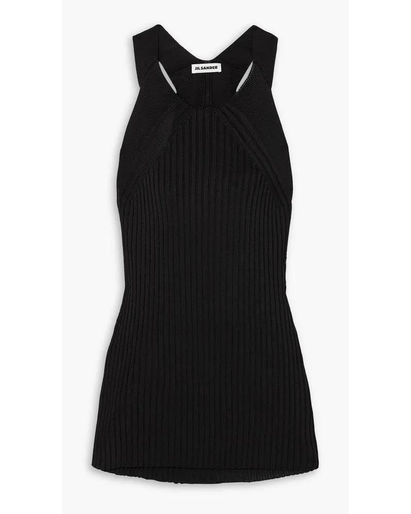 Jil Sander Tanktop aus Rippstrick Schwarz