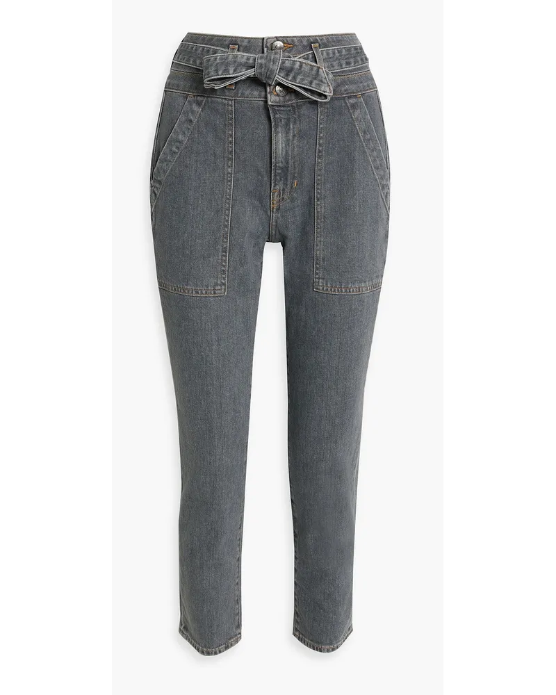 Veronica Beard Logan hoch sitzende Jeans mit geradem Bein und Gürtel Grau