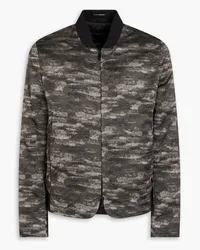 Emporio Armani Bomberjacke aus glänzendem Jacquard mit Camouflage-Print Grau