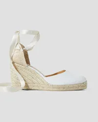 Castañer Carina 80 Espadrille-Wedges aus Canvas inMetallic-Optik Weiß