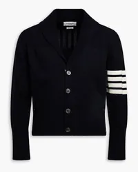 Thom Browne Gestreifter Cardigan aus Baumwolle mit Zopfstrickmuster Blau