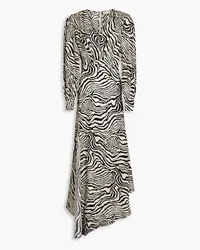 Ronny Kobo Estelle asymmetrisches Maxikleid aus glänzendem Crêpe mit Zebraprint Animal-print