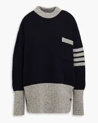 Thom Browne Gestreifter Pullover aus einer Donegal-Woll-Mohairmischung Blau