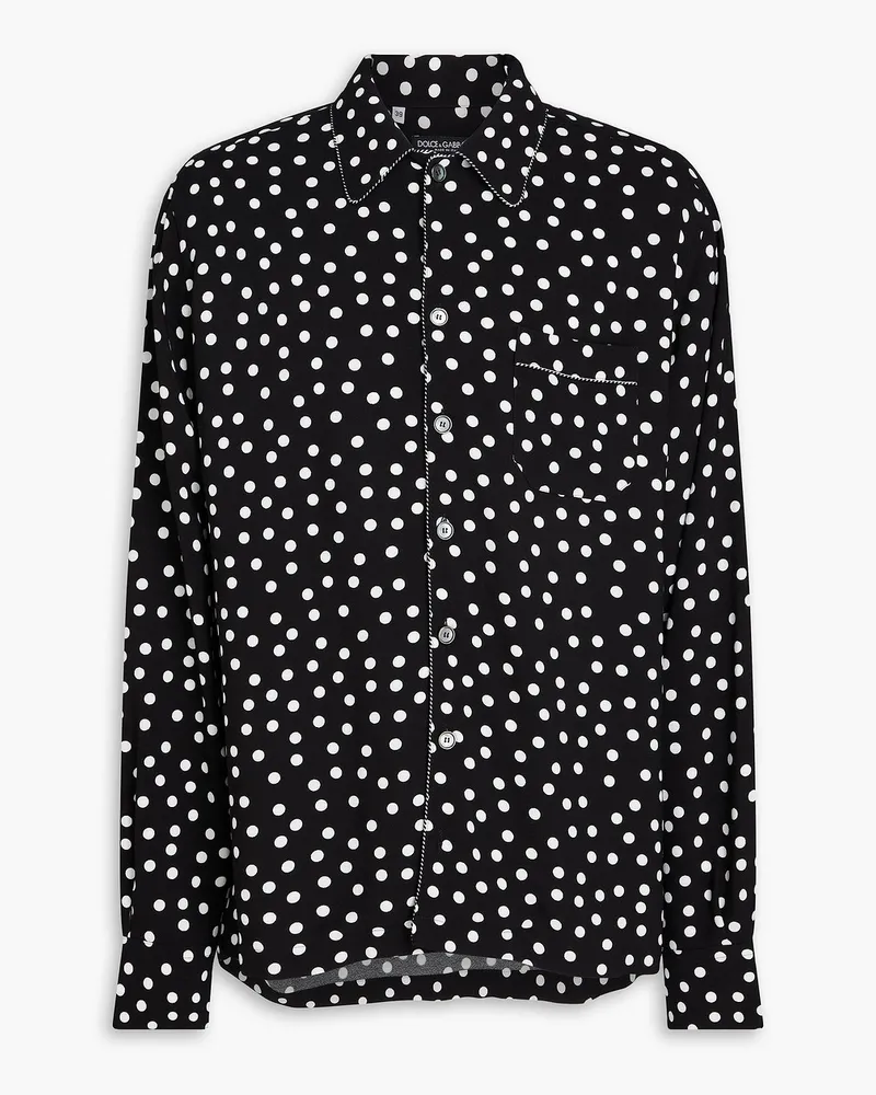 Dolce & Gabbana Hemd Aus CrêPe Mit Polka Dots Schwarz