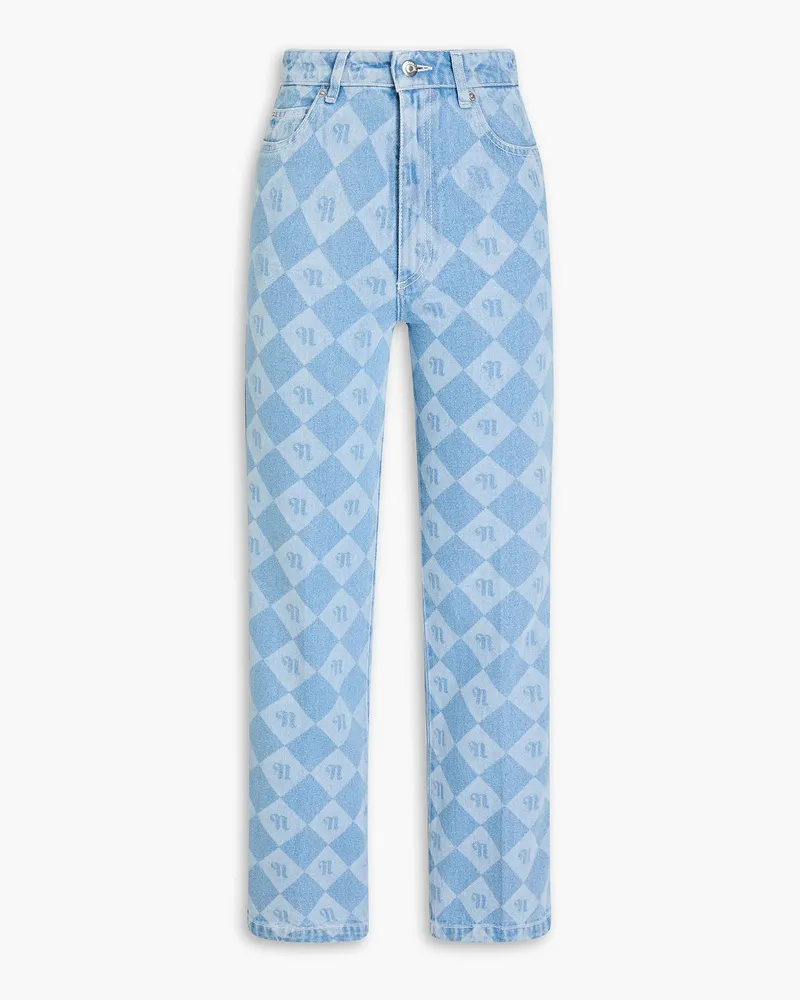Nanushka Zoey hoch sitzende Kick-flare-Jeans mit Logoprint Blau