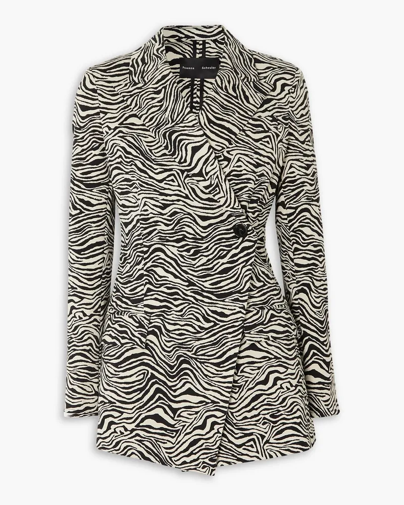 Proenza Schouler Asymmetrischer Blazer aus einer Baumwollmischung mit Stretch-Anteil und Zebramuster Animal-print