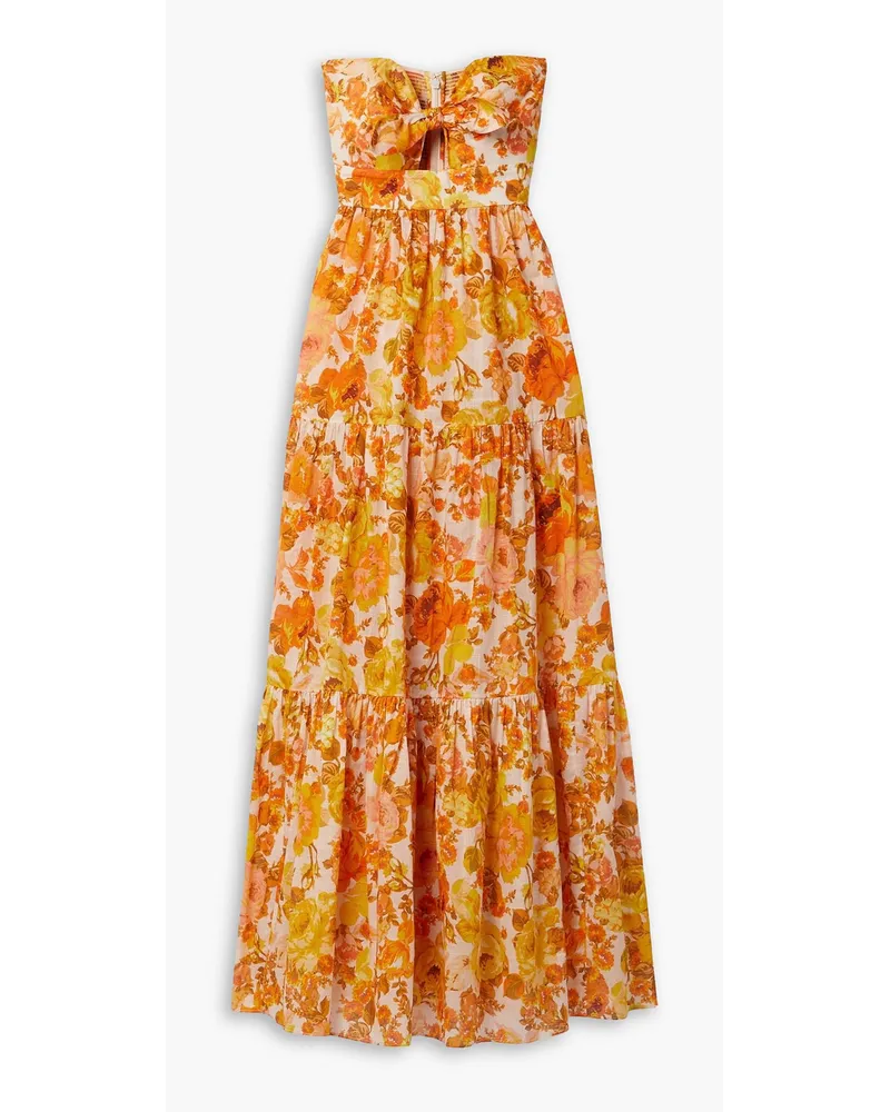 Zimmermann Raie trägerloses Maxikleid aus Baumwolle mit Blumenprint Orange