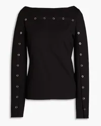 3.1 phillip lim Eyelet-embellished jersey top Schwarz