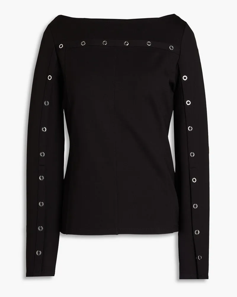 3.1 phillip lim Eyelet-embellished jersey top Schwarz