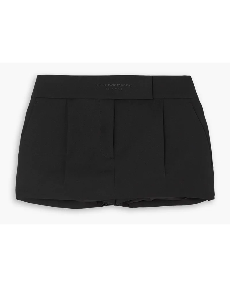 Alexander Wang Shorts aus Woll-Twill mit Falten und Stickerei Schwarz