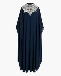 Badgley Mischka Robe aus Chiffon mit Cape-Effekt und Zierperlen Blau