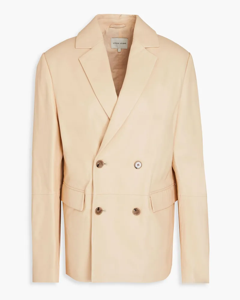 Loulou Studio Doppelreihiger Blazer aus Leder Neutral