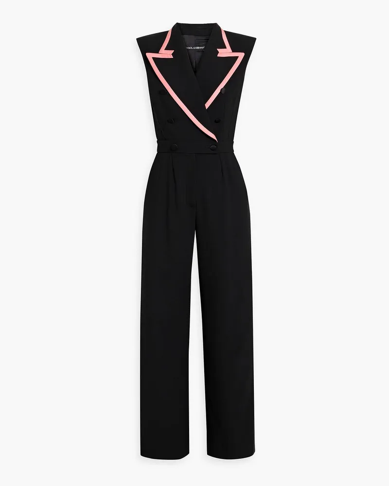 Dolce & Gabbana Doppelreihiger Jumpsuit aus Grain de Poudre aus einer Wollmischung Schwarz