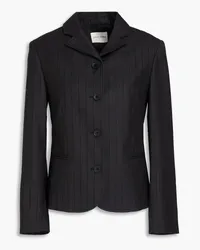 Loulou Studio Furo Blazer aus Woll-Twill mit Nadelstreifen Schwarz