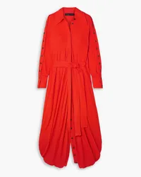 Proenza Schouler Maxi-Hemdblusenkleid aus Jersey-Crêpe mit Bindegürtel Rot