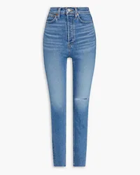 RE/DONE Hoch sitzende Skinny Jeans inDistressed-Optik Blau