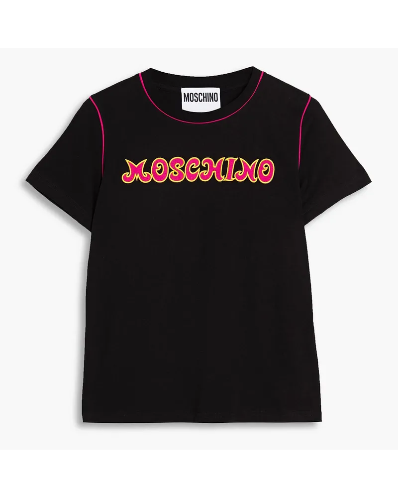 Moschino T-Shirt aus Baumwoll-Jersey mit Stickereien Schwarz