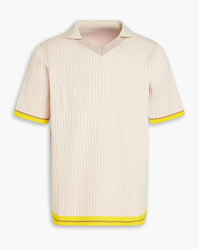 Jacquemus Treze geripptes Poloshirt aus Jacquard-Strick Neutral